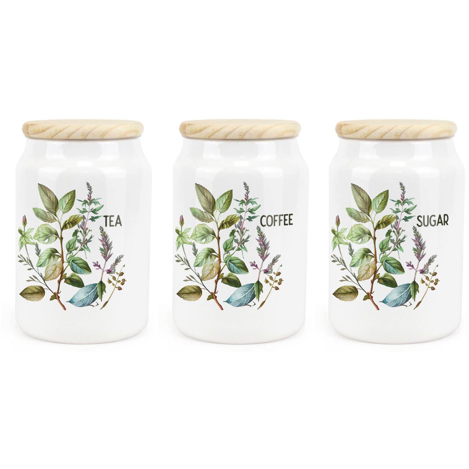B&Q - Purely HomeWatercolour HerbsTeaCoffee & Sugar CanisterKitchen Storage Jars - Image 2