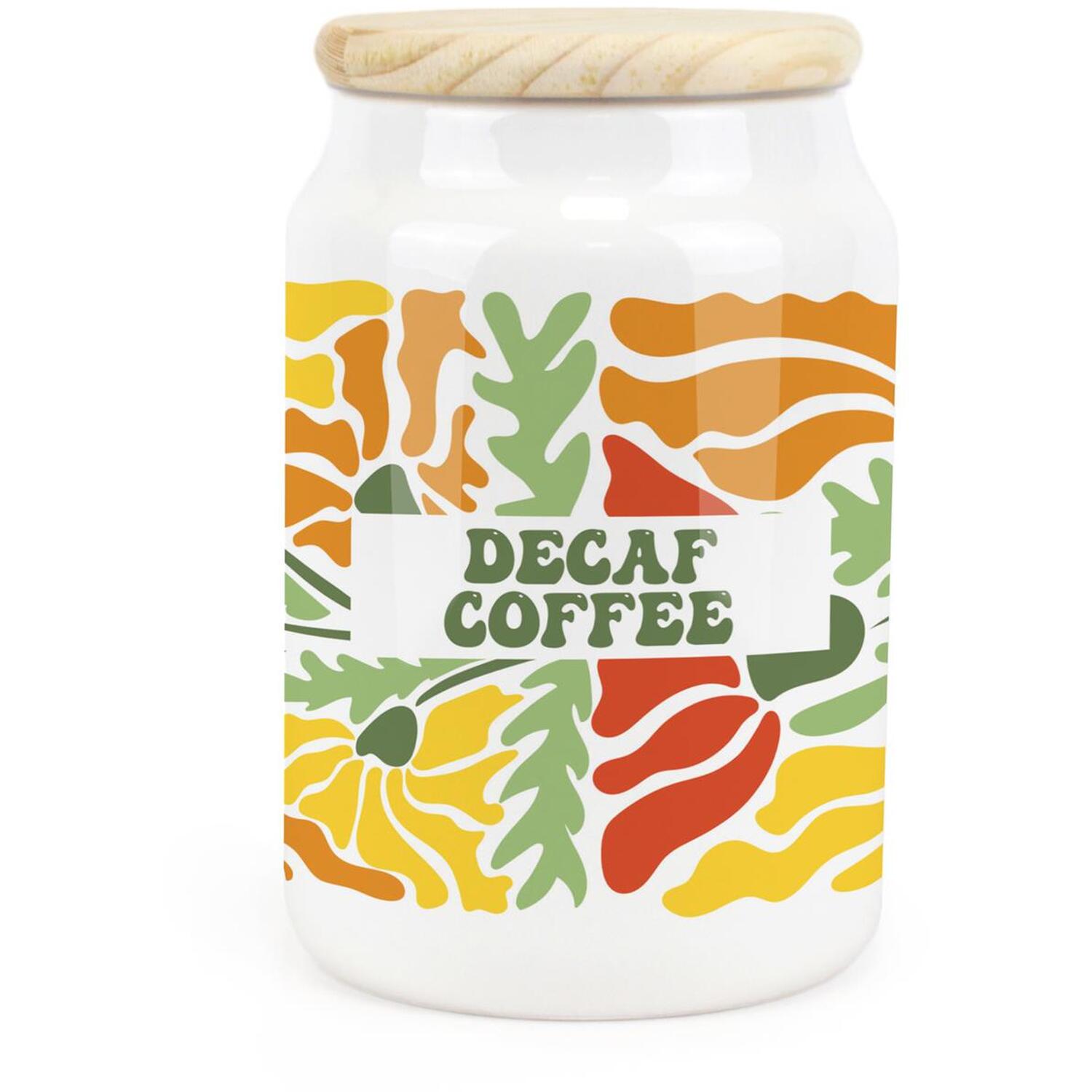 Ceramic Tapered Retro Flowers Canister - Decaf Coffee Storage Container Gift - Image 2
