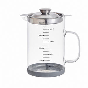 Eden & Willow Glass Measuring Jug with Oil Strainer and Steel Lid 1.8L