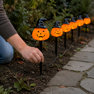 Set of 6 Halloween Pumpkin Garden Stake Lights