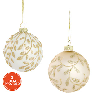 Glitter Gold Leaf Bauble
