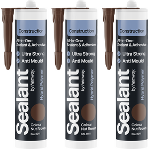 Hemway Nut Brown Construction Sealant & Adhesive 300ml - 3 Pack