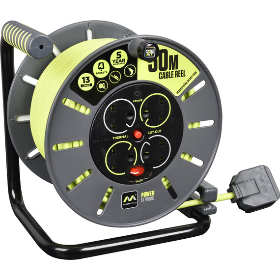 PRO-XT Open Cable Reel 240V 13A 4-Socket 50m