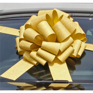 Giant Glittery Gold Bow with 6m of ribbon for cars and big gifts