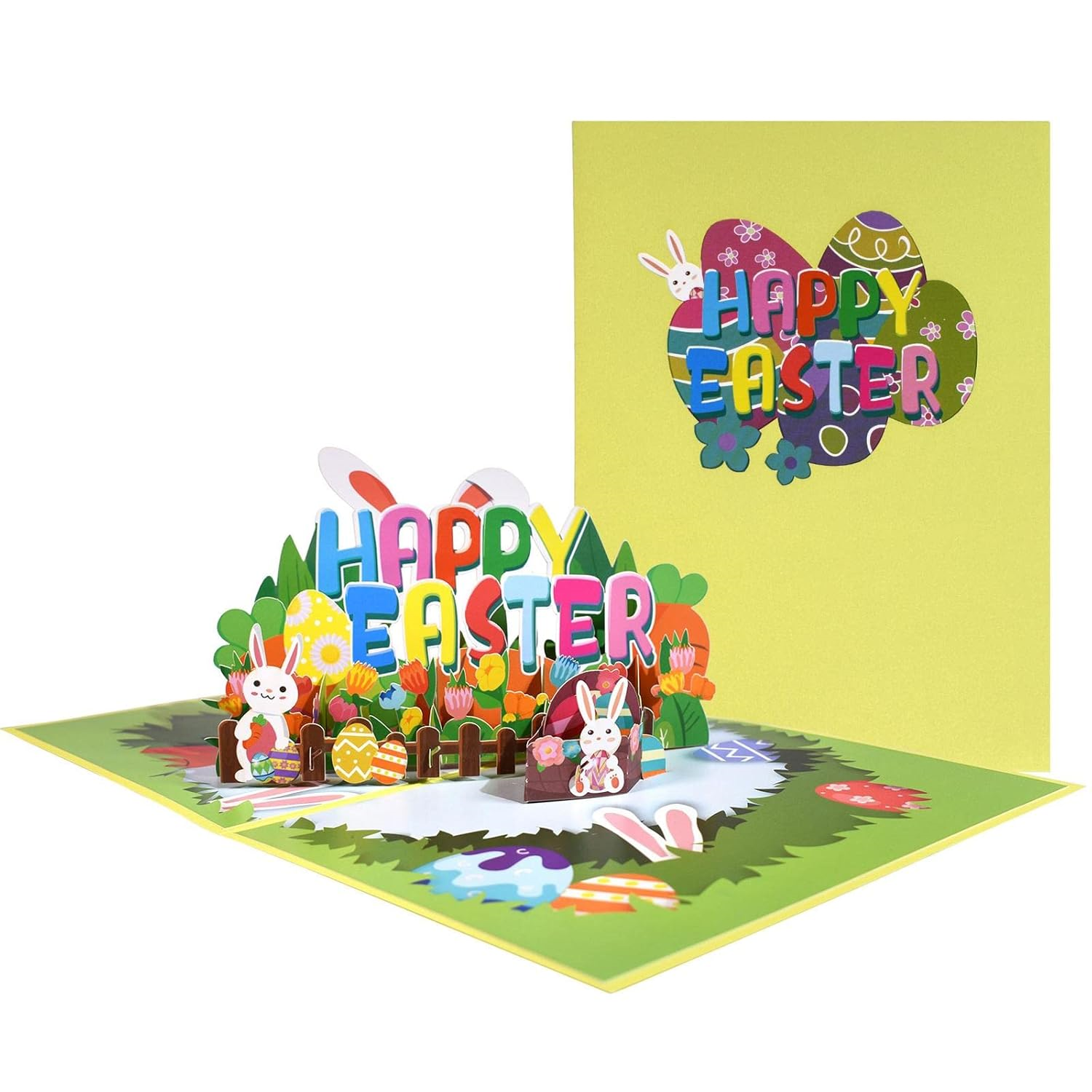 Brightfeel Springtime Happy Easter 3D Pop Up Greeting Card - White
