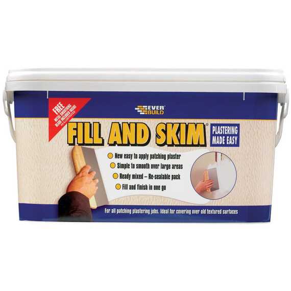 Everbuild Sika Fill & Skim 5L Ready-Mixed White Repair Plaster.