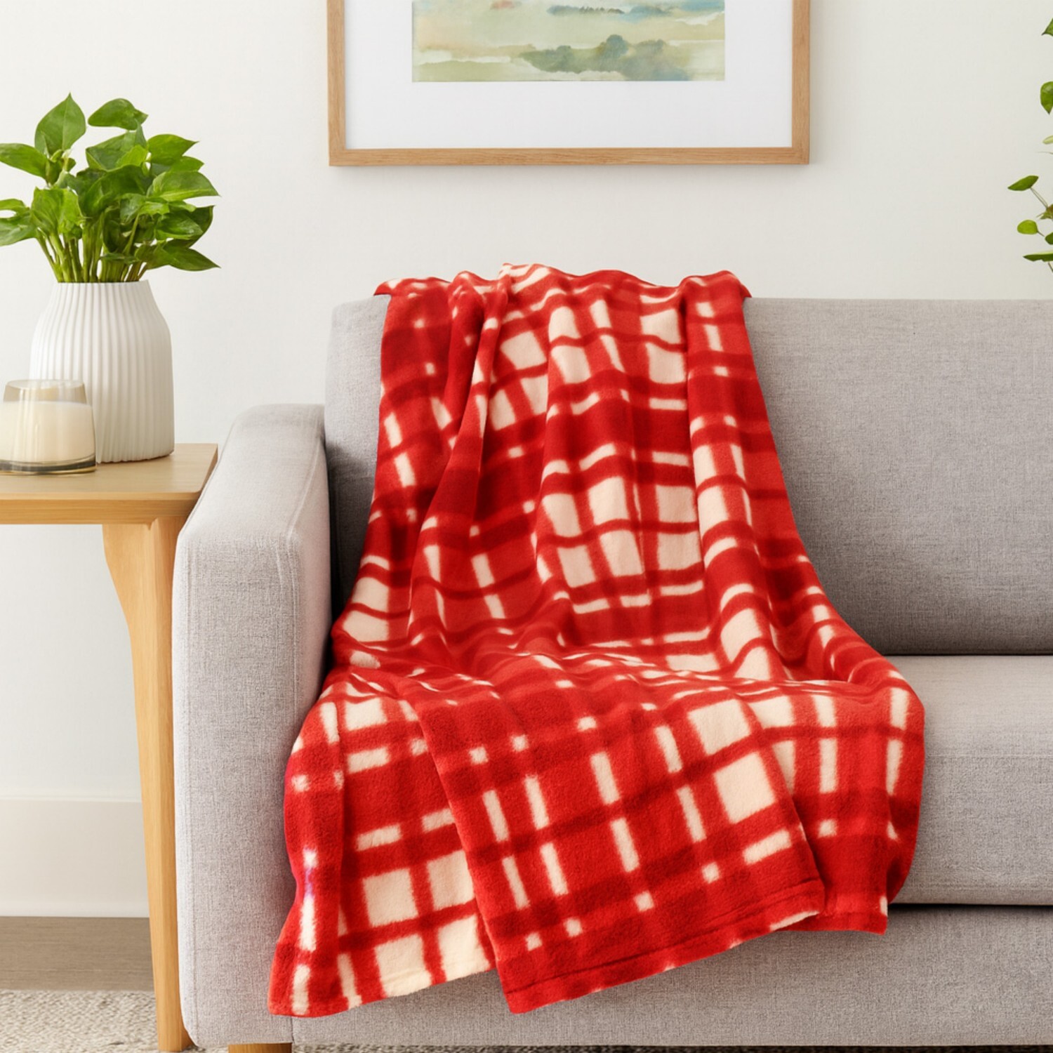 Voltico 2 Pack Fleece Throws - navy & Grey / navy & Red, 100 × 150 cm in Red | Size: 120 cm x 150 cm