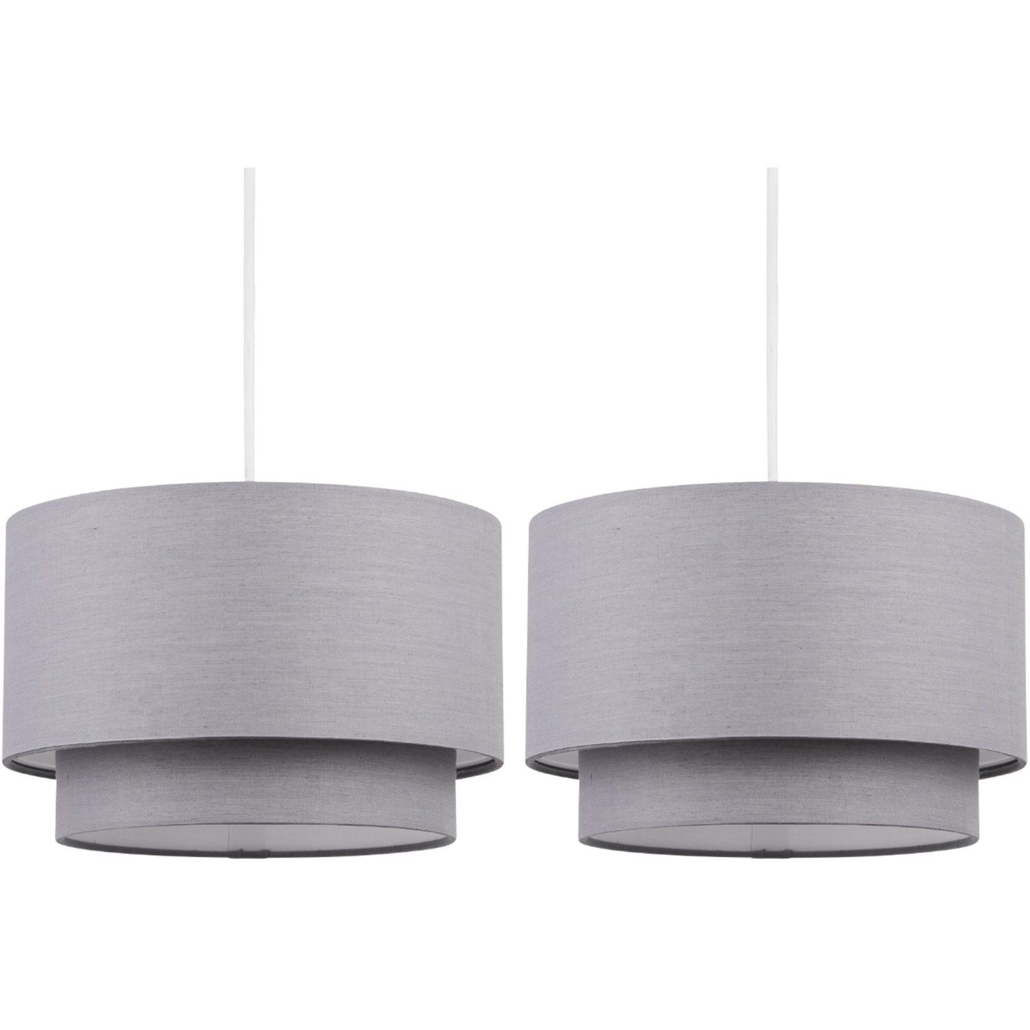 First Choice Lighting Pair Of Dark Grey 2 Tier Ceiling Light Shades - Dark Grey