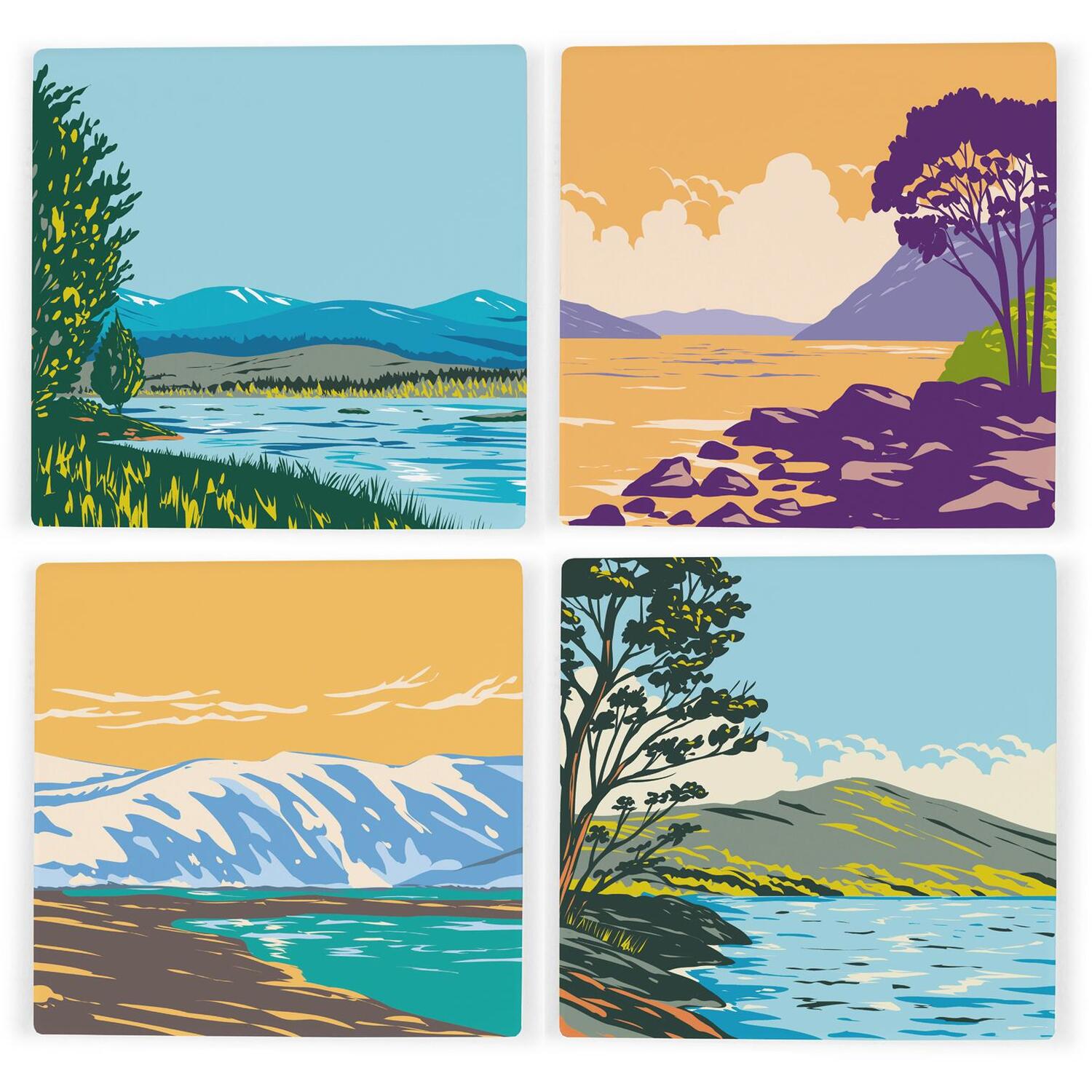 Scottish Lochs Ceramic Coaster Set - Scotland Landmarks Set of 4 Coasters Gift - Image 3