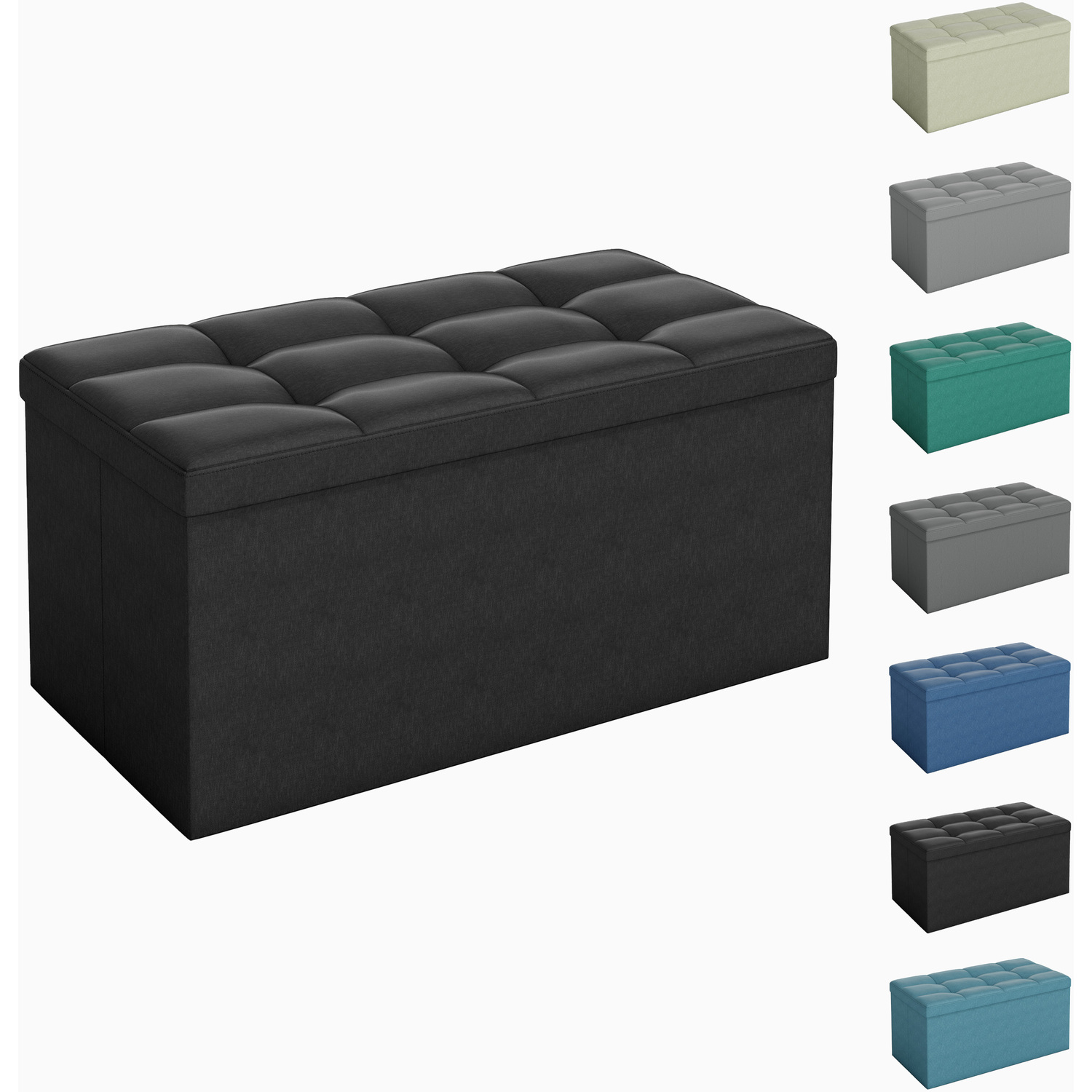 Mcc Direct 76Cm Foldable Storage Ottoman Bench Upholstered Footstool A - Beige