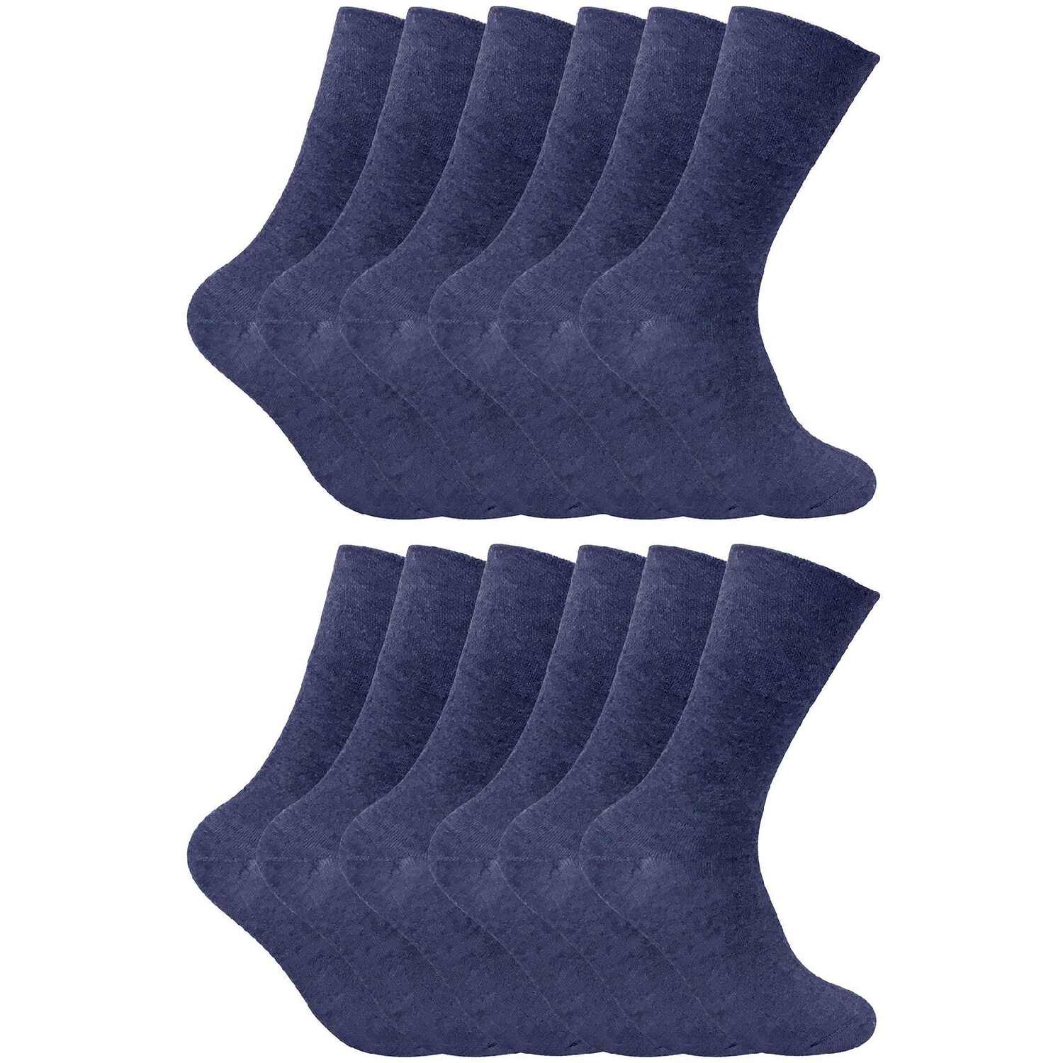 Sock Snob Men's Navy 12 Pairs Thin Non Elastic Thermal Diabetic Socks In | Size: 6-11 - Image 3