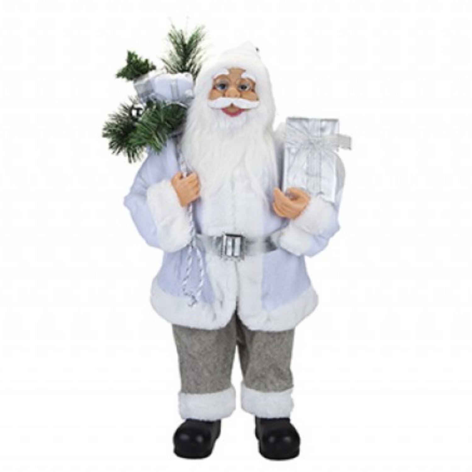  - Luxury Standing Grey Santa 60CmBrown - Image 3