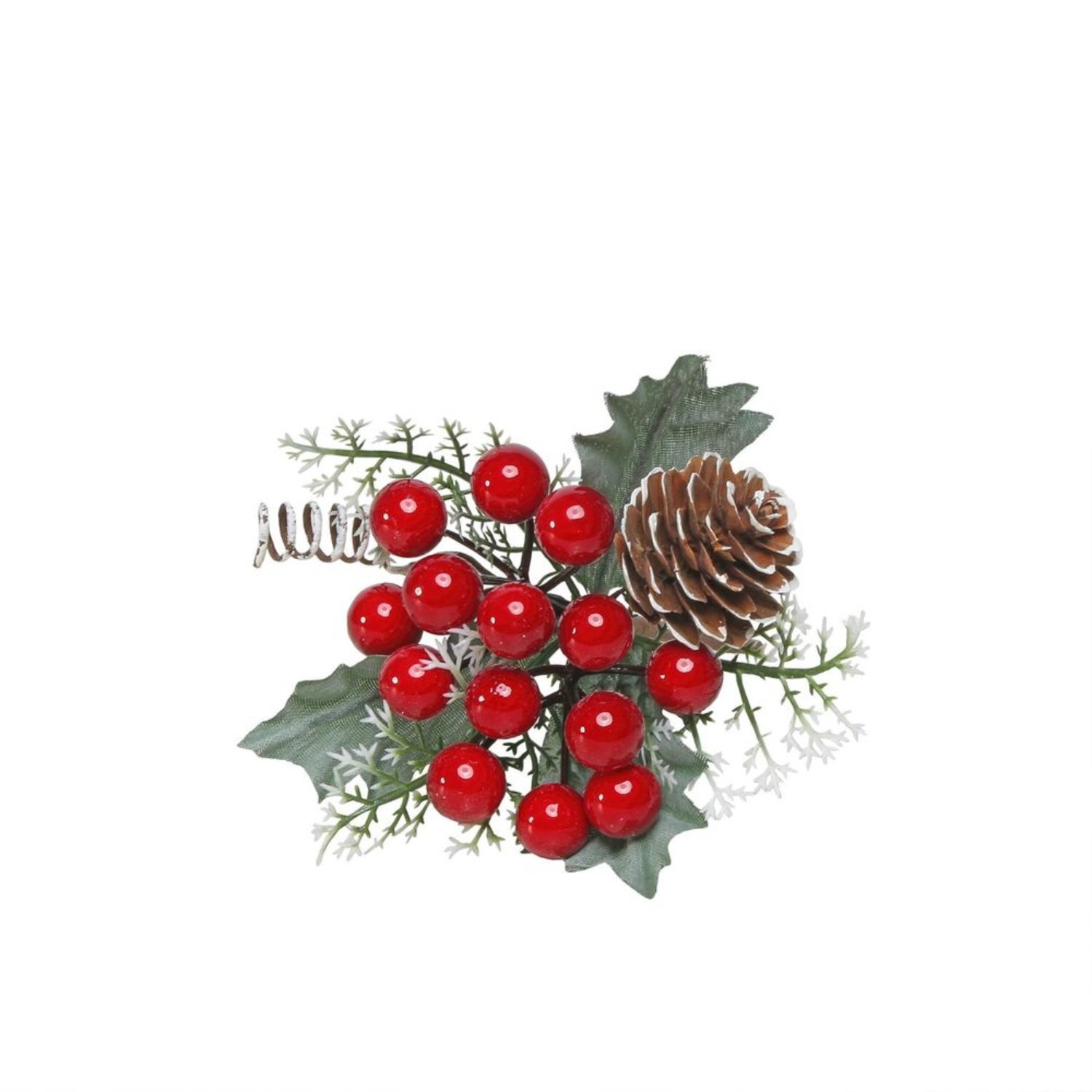 Snowy Gold Berry and Cone Spray 6 Pack - Red