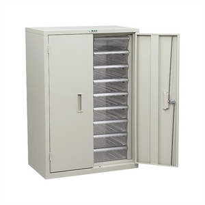 18 Clear Box Drawers Metal Cabinet with Door - White