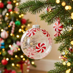 Candy Cane Sugar Spun Bauble