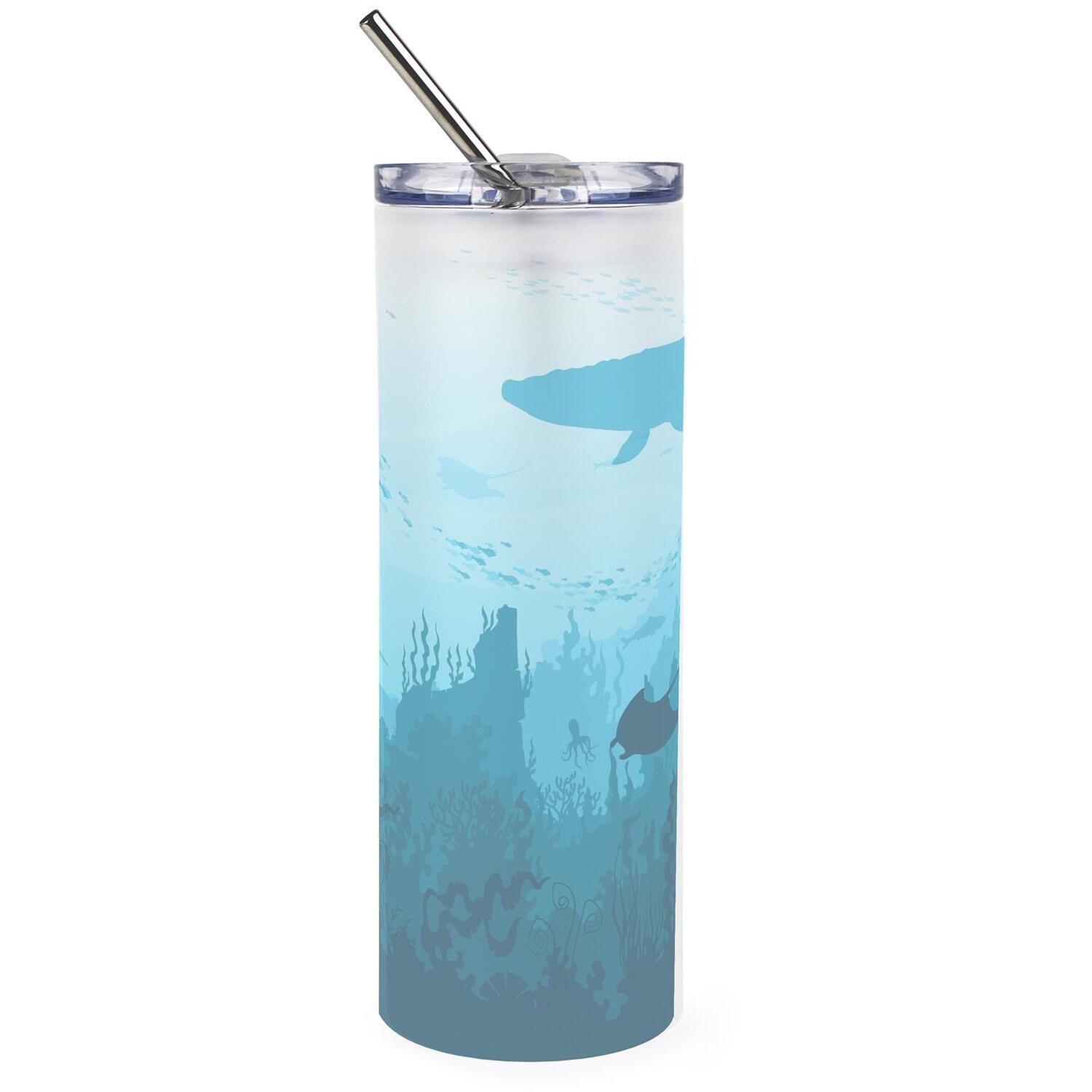 Sea Bed Frosted Glass Travel Flask - Reusable Marine Hot/Cold Drinks Cup Gift - Image 2