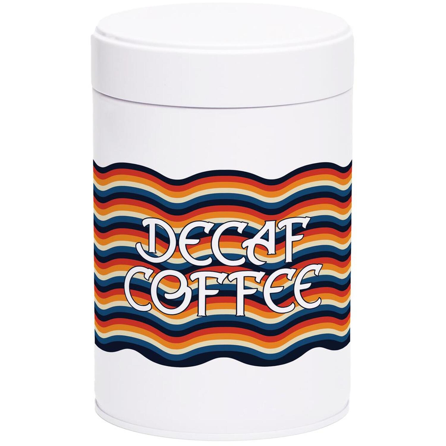 B&Q - Retro Waves Decaf Coffee CanisterColourful Rainbow Stripes Home GiftWhite Screw Top Lid Kitchen Storage Container 750Ml Gift - Image 2