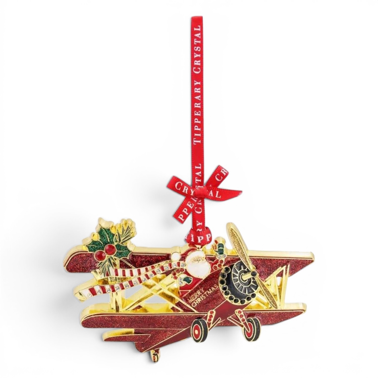 Tipperary Unisex Multicolor Sparkle Hanging Decoration Santa Bi-Plane - Image 2