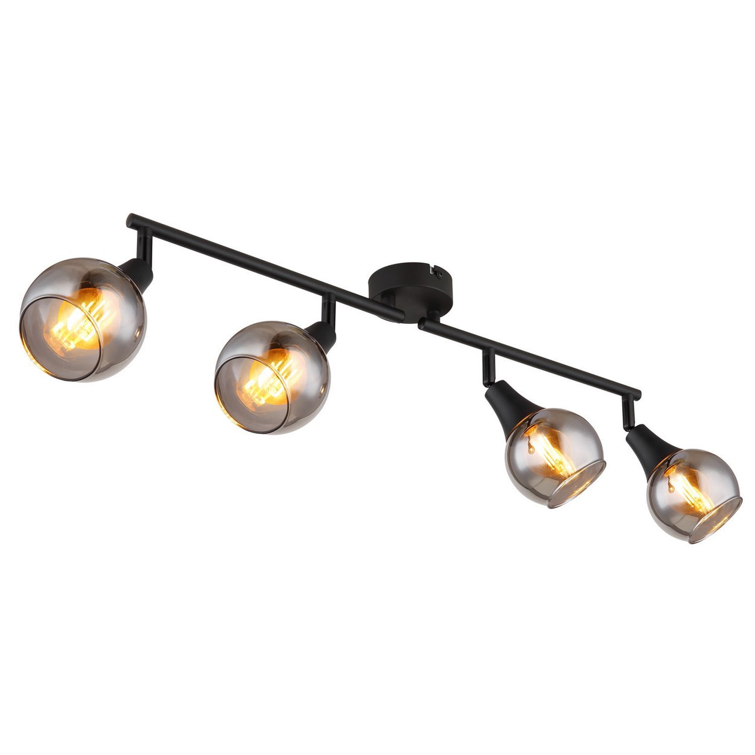 Netlighting Unisex Black Glyptar Ceiling Spotlight Bar Matt Smoke Glass Shade 4X E14 Size 4 - Image 2