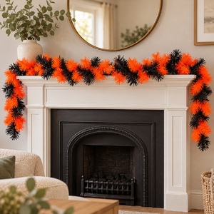 Orange & Black Halloween Garland, 220 Branch Tips
