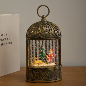 Samuel Alexander 22cm Bronze Bird Cage Christmas Water Spinner with Santa
