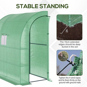 Green Outsunny Walk-In Lean to Wall Greenhouse with Window shot 1377208