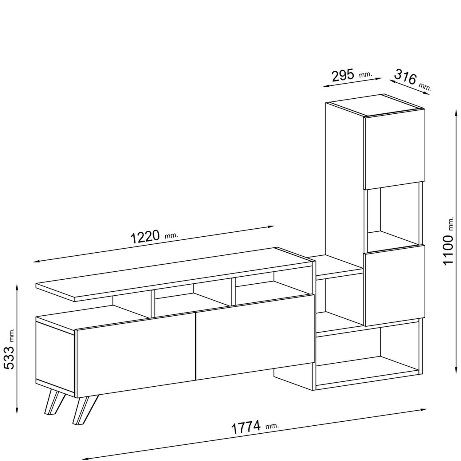 Tv Stand And Media Console Dapne - White - Walnut