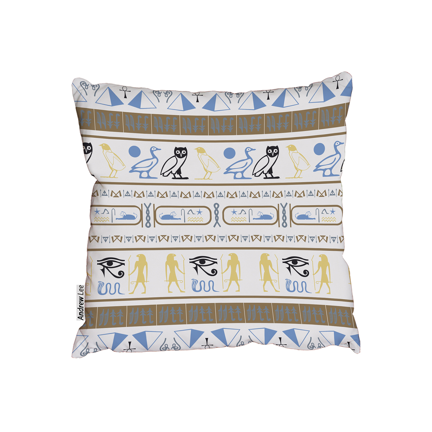 Antique Egyptian Motifs Cushion - Blue / 60cm