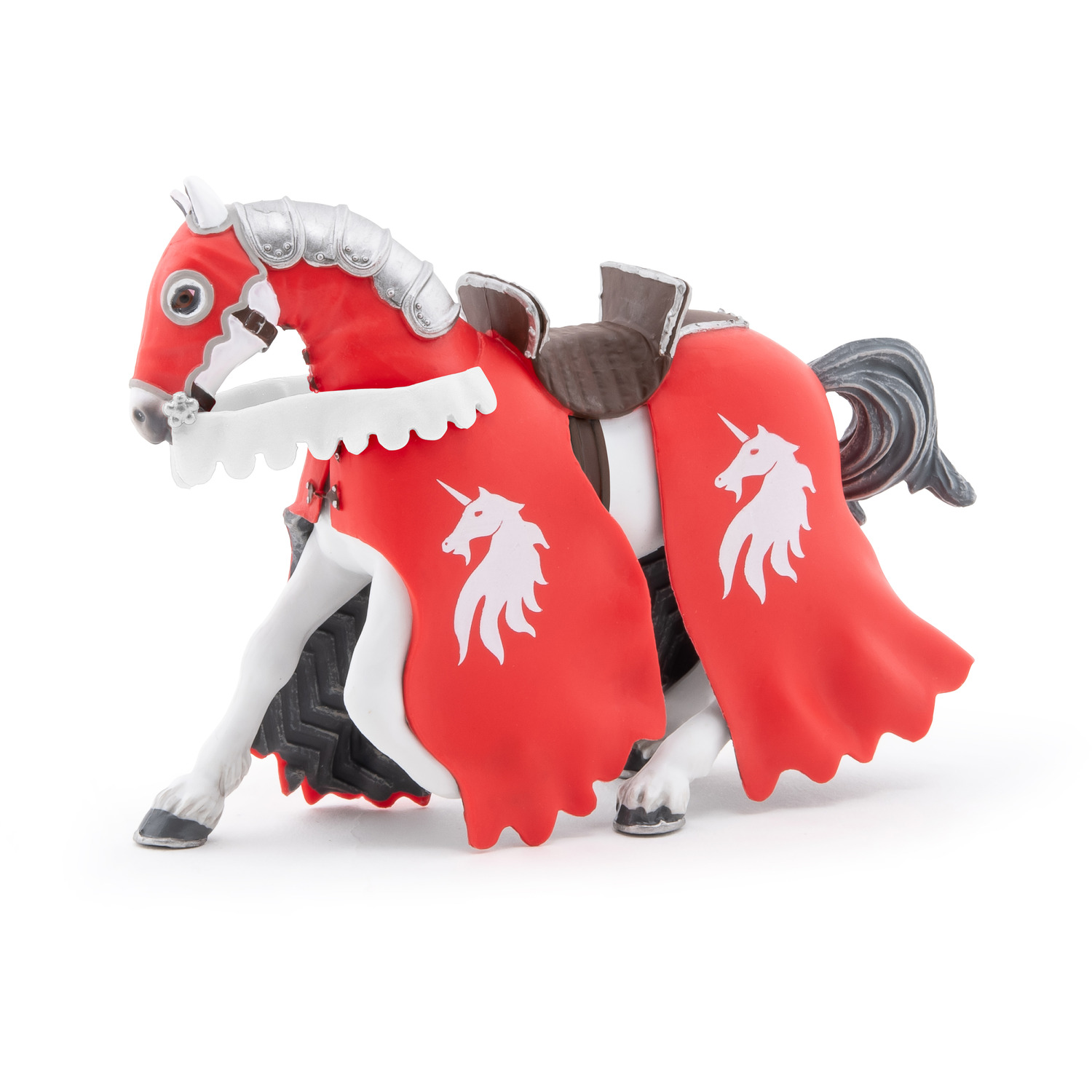 Image of PAPO Fantasy World Horse of Unicorn Knight with Spear Toy Figure - Red