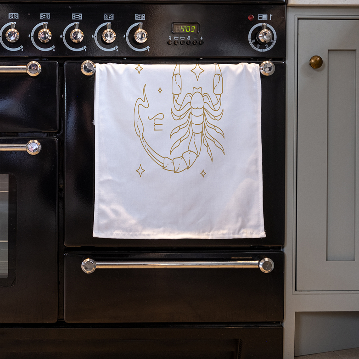 Zodiac Scorpio Horoscope In Gold  White Kitchen Towel - White