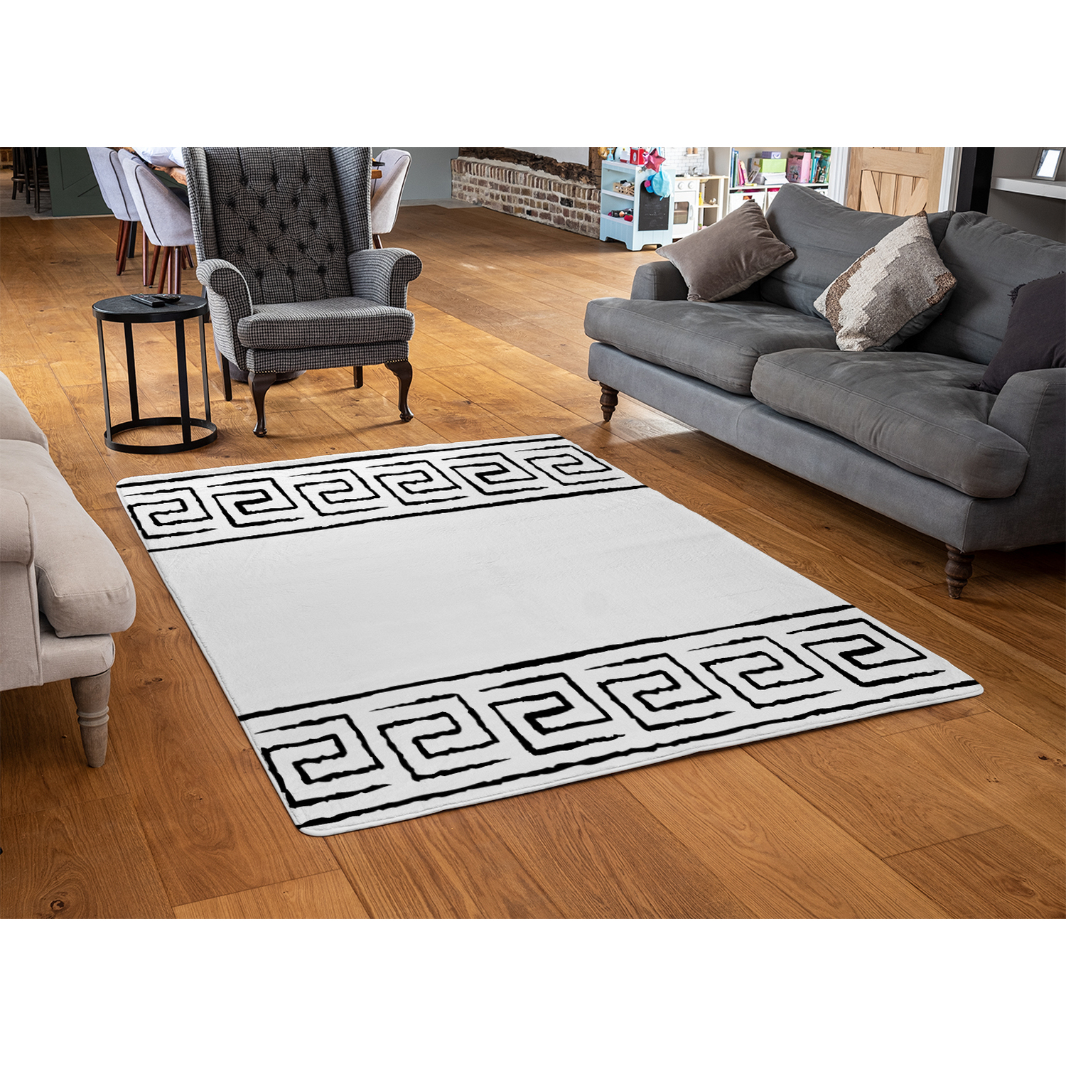 Egyptian Pattern Rug - Black / 150cm thumbnail