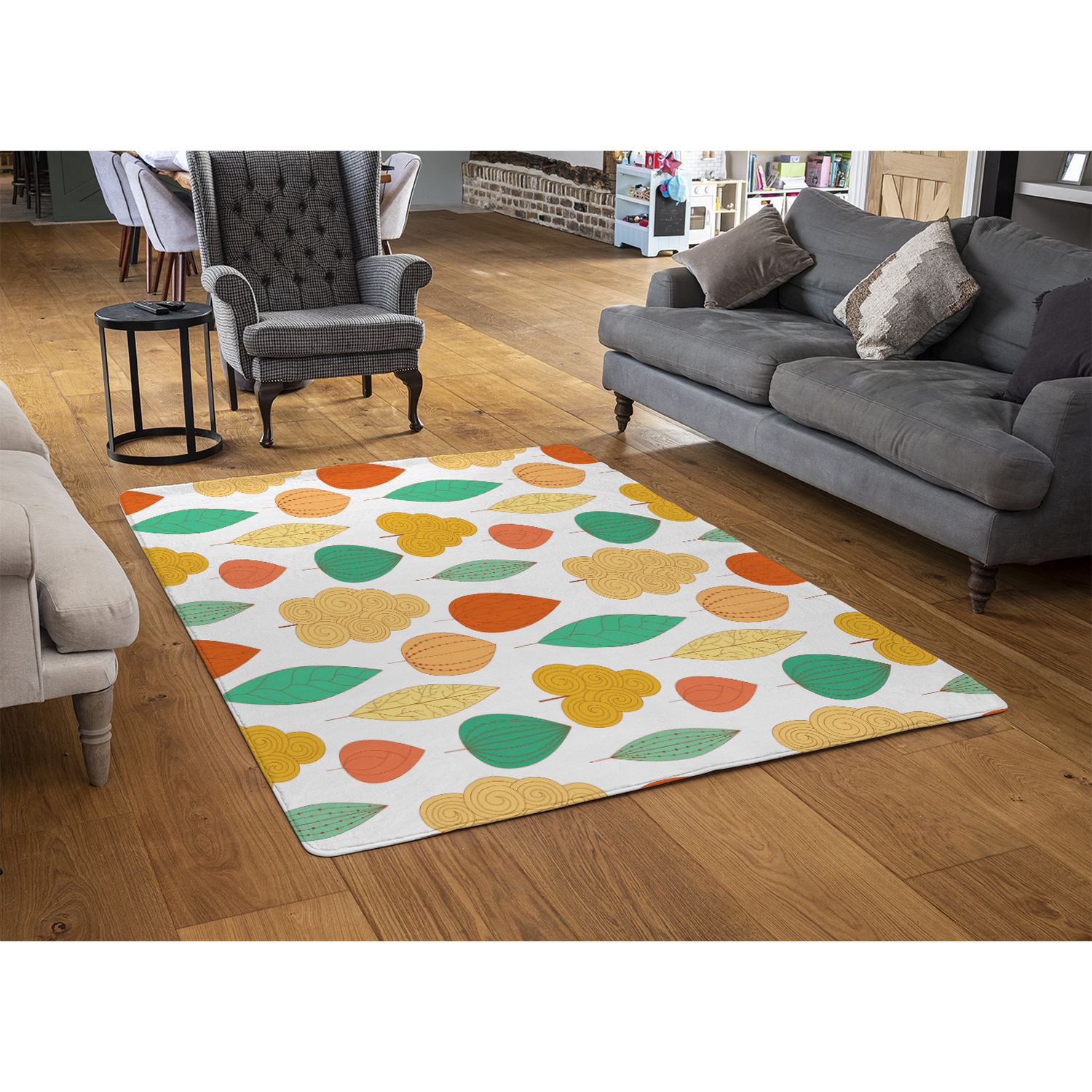 Decorative Leaves Rug - Orange / 150cm thumbnail