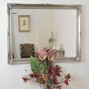 Hamilton Vintage Silver Antique Design Wall Mirror 117 x 91cm