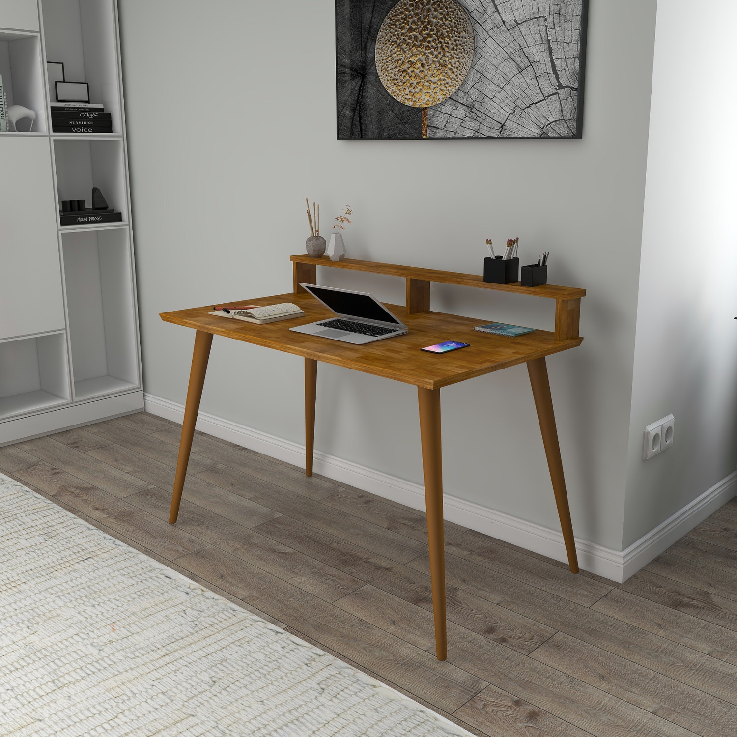 Solid Wood Computer Desk Zephyr - Oak