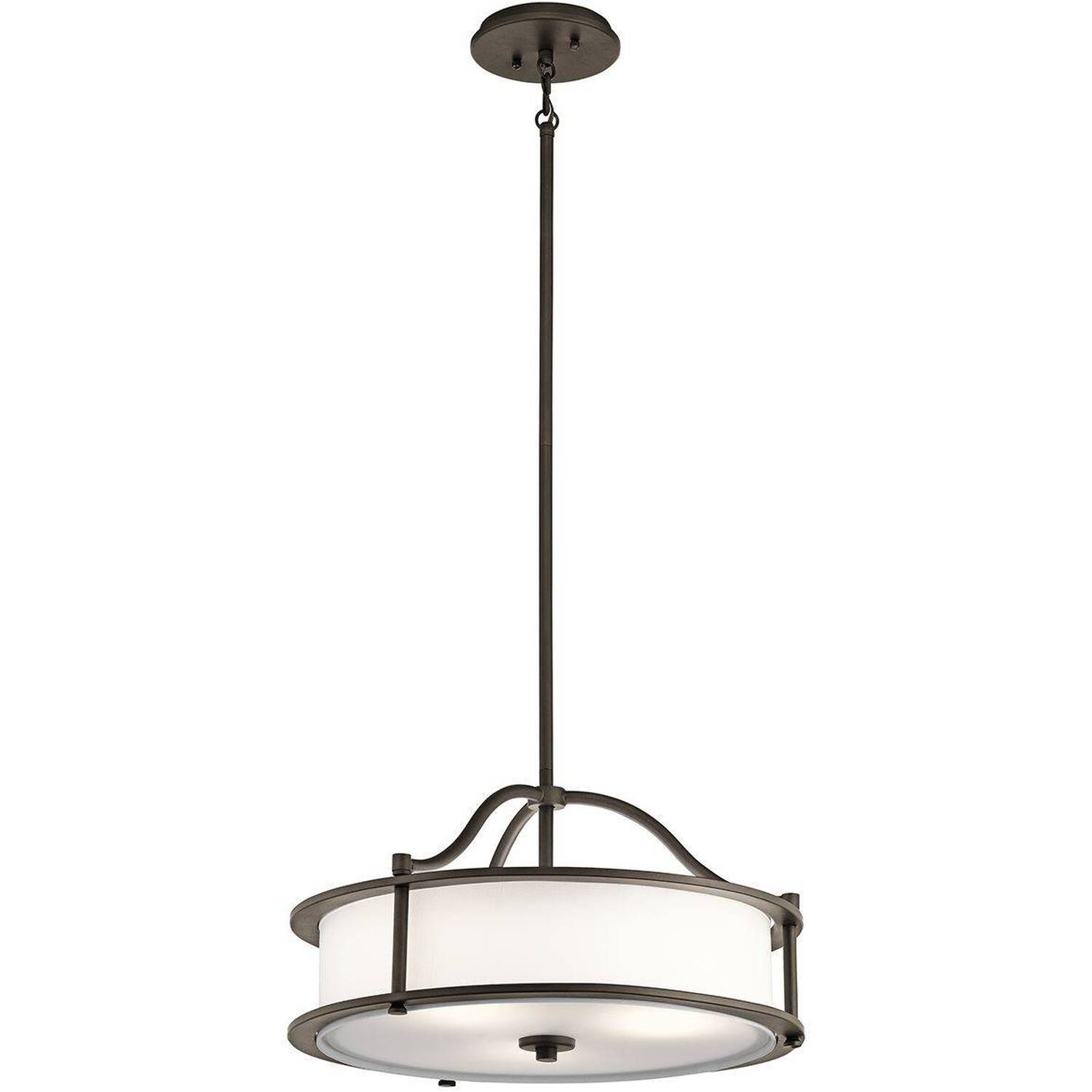 Emory 3 Light Semi Flush Round Ceiling Pendant Light Pewter, E27 - Black