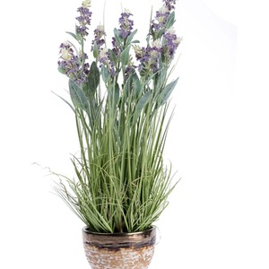 Homescapes Artificial Purple Lavender Plant in Metallic Ceramic Pot, 66 cm Tall