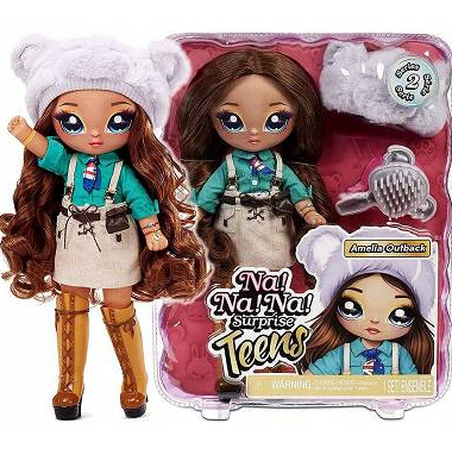 Image of Na! Na! Na! Surprise Teens Fashion Doll - Amelia Outback - Brown