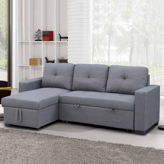 Newport Fabric Corner 3 Seater Sofa Bed with Storage