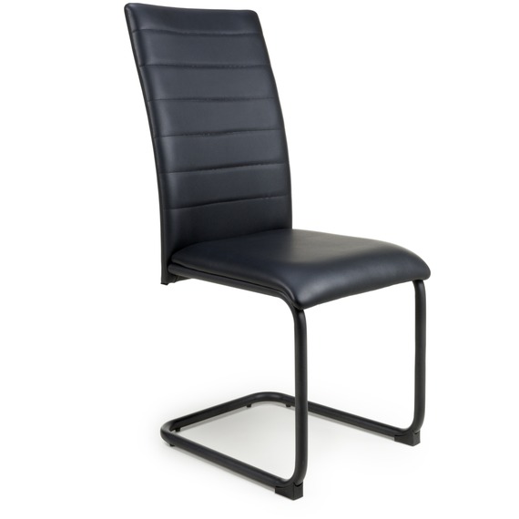 Set of 4 Carlisle Leather Effect Black Dining Chairs