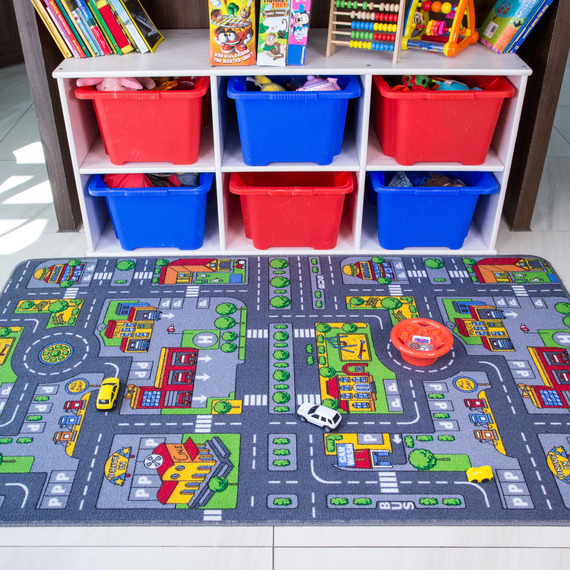 Kids Interactive Roads Play Mat Soft Bedroom Rug