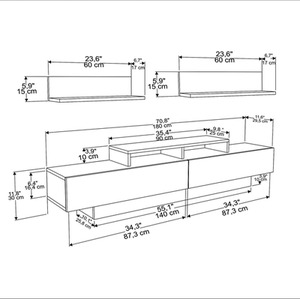 White Lusi TV Unit for TVs up to 72