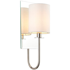 Pisa Shade Wall Lamp Bright Nickel Plate Vintage White Fabric
