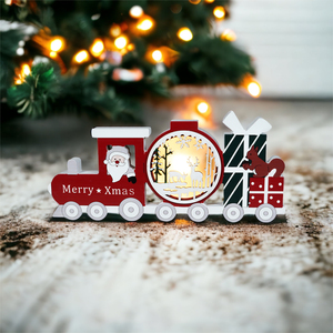 Festive Light Up LED Wood Train