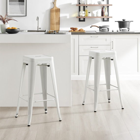 2 x Colton Tolix Style Industrial Metal Stackable Kitchen Bar Stools