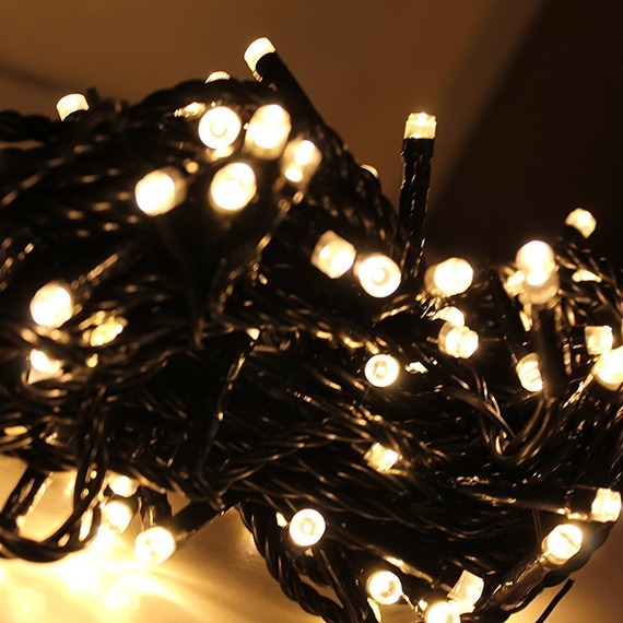 Warm White Connectable Outdoor Mains Powered Lights with Black Cable