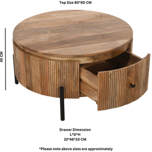 York Natural Solid Wood Coffee Table With Metal Legs