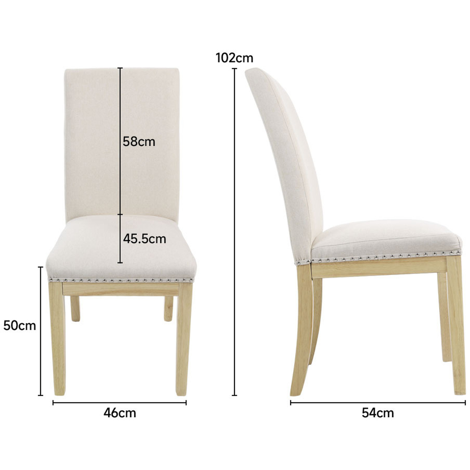 Modern Upholstered Dining Chairs Set Of 2 - Beige