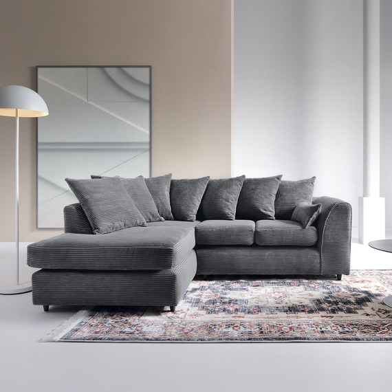 Jumbo Cord Corner Sofa in Grey Left