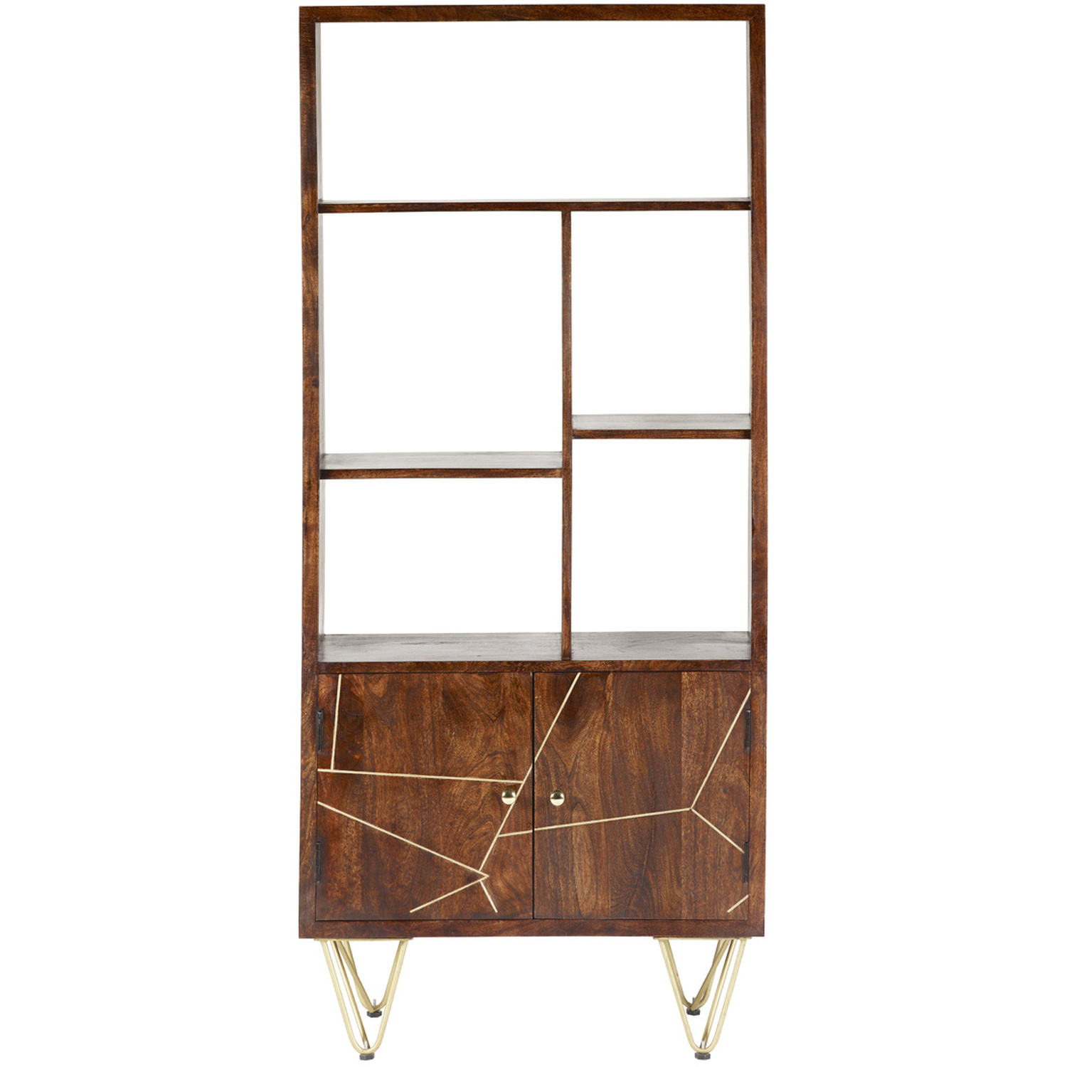 Dark Gold Large Bookcase 2 Door - Brown