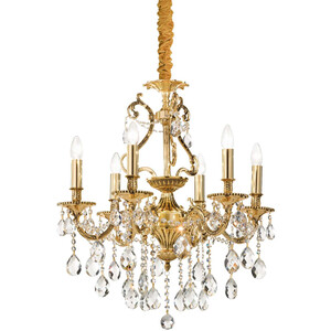 Gioconda  6 Light Crystal Chandelier Antique Gold Finish, E14